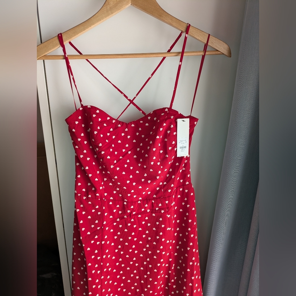 NWT Red Heart Print Midi Dress By Francesca's